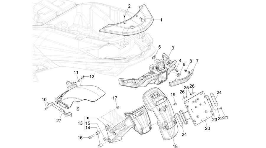Rear cover - Splash guard
