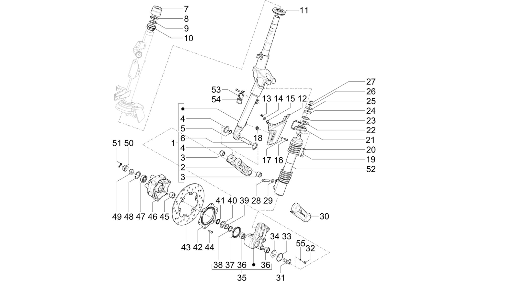 Fork/steering tube - Steering bearing unit