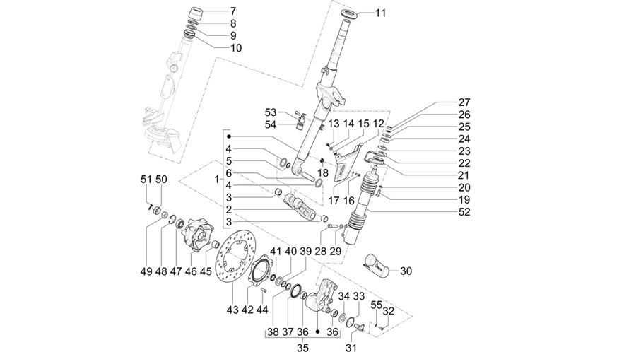 Fork/steering tube - Steering bearing unit
