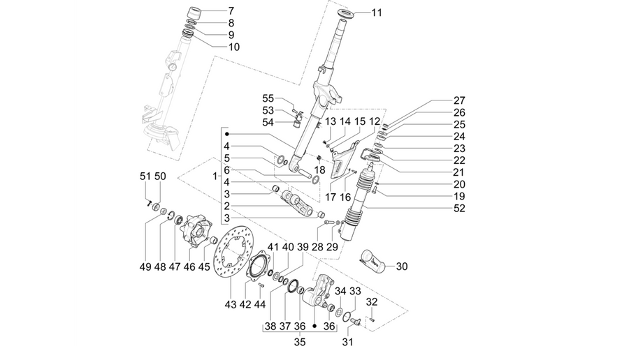 Fork/steering tube - Steering bearing unit