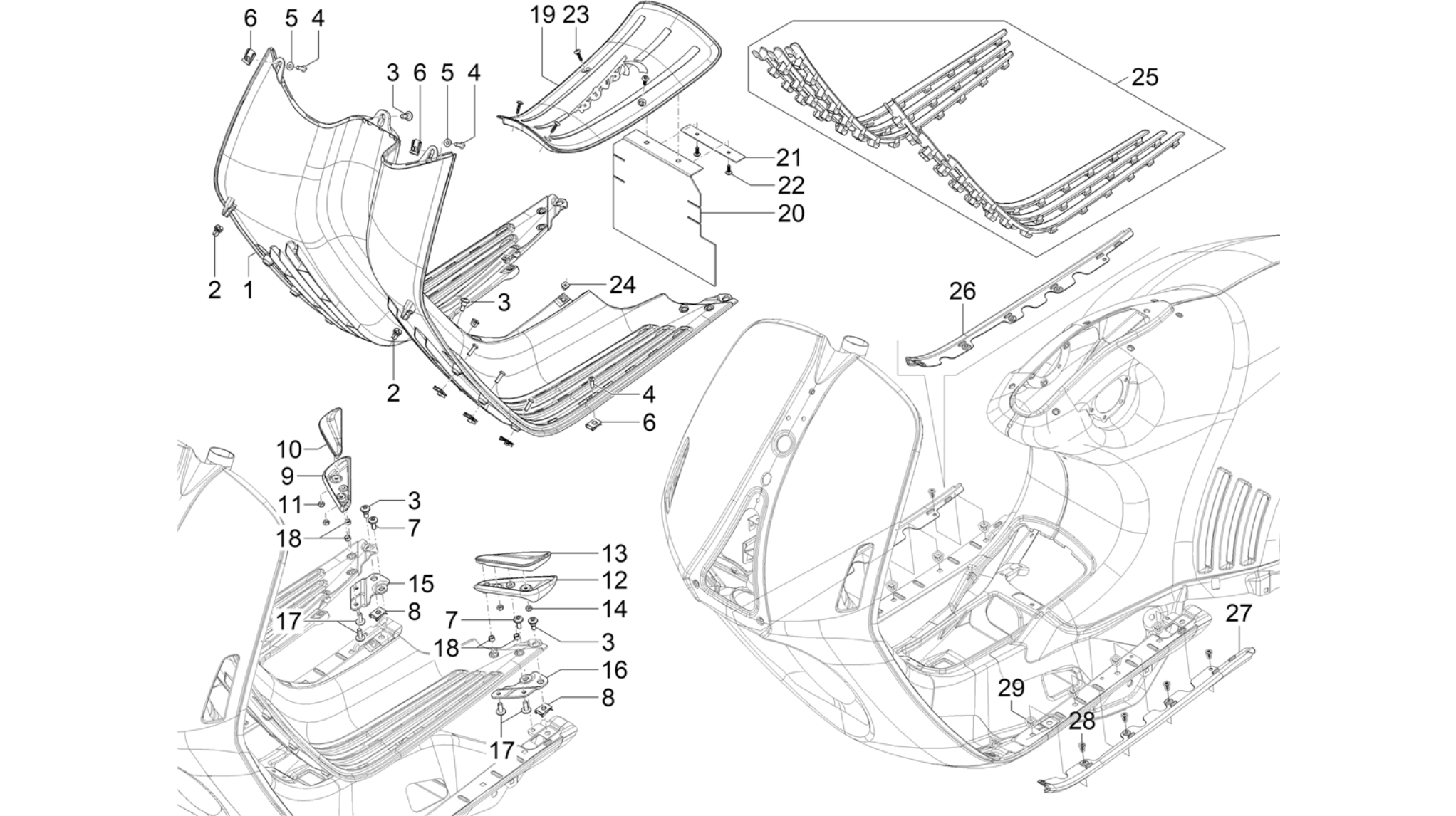 Central cover - Footrests