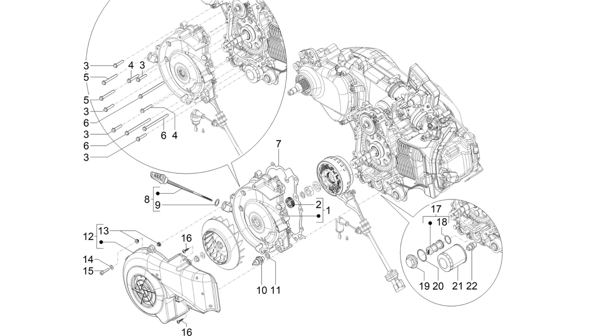 Flywheel magneto cover - Oil filter