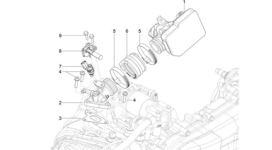 Throttle body - Injector - Induction joint