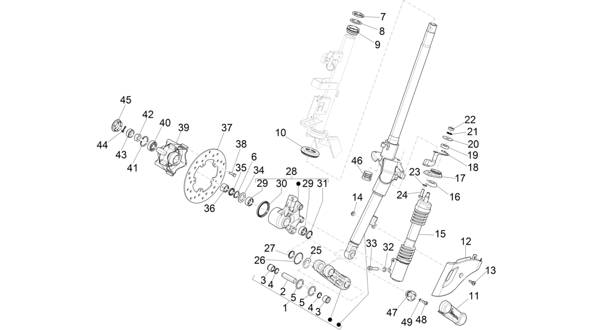 Fork/steering tube - Steering bearing unit