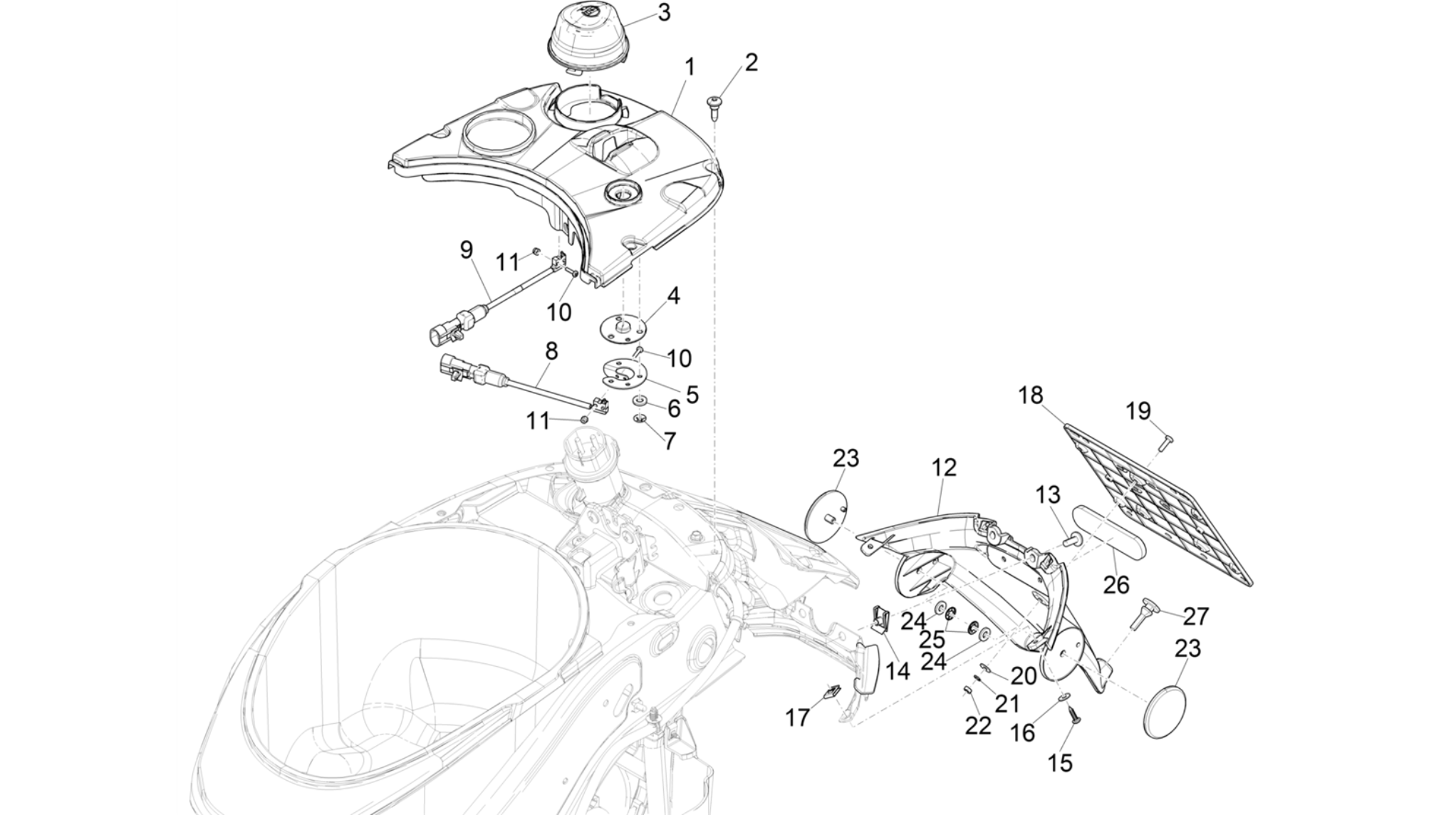 Rear cover - Splash guard