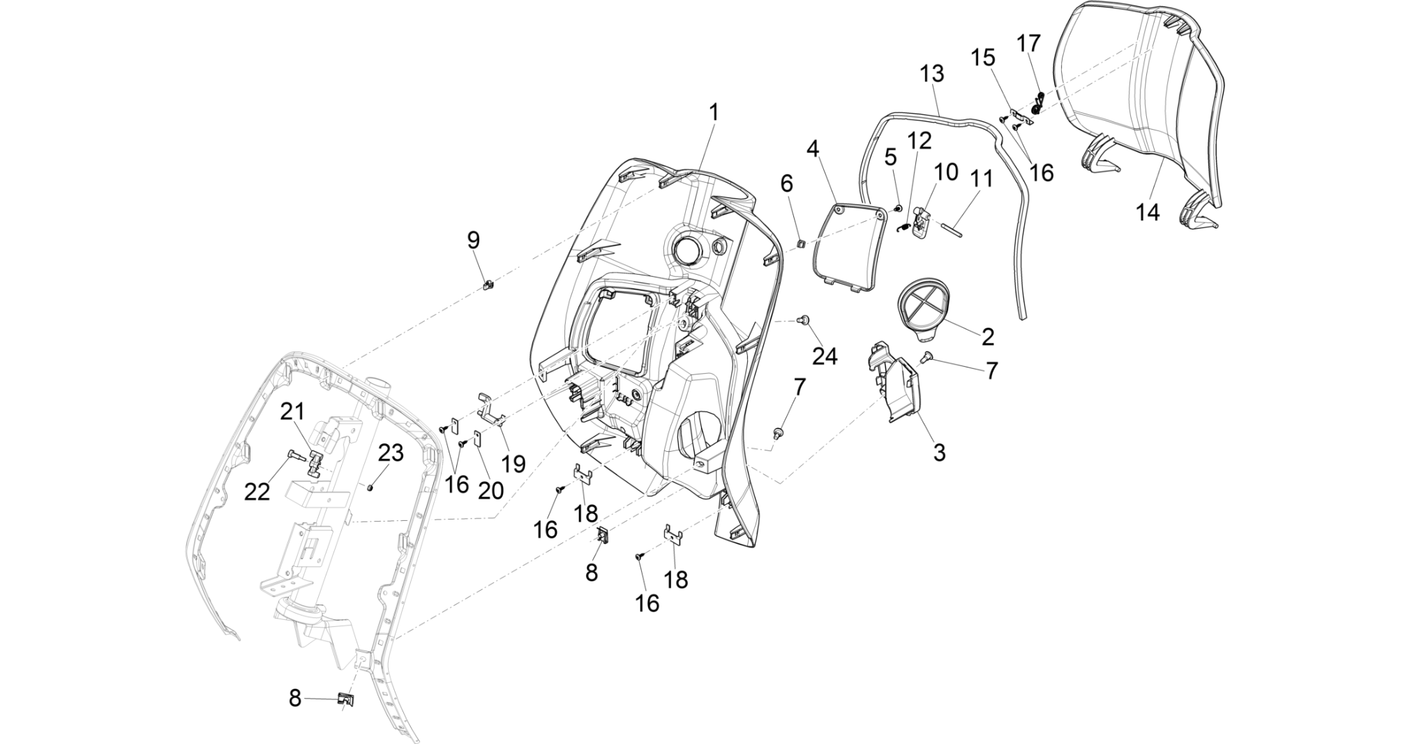 Front glove-box - Knee-guard panel
