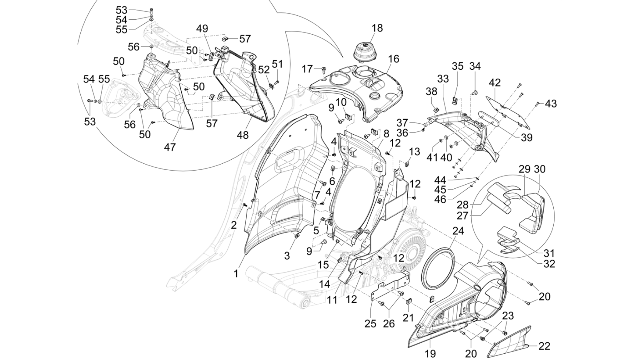 Rear cover - Splash guard