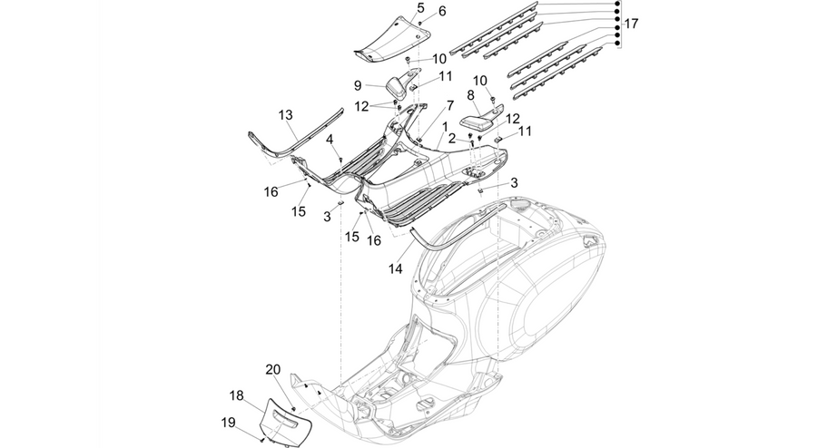Central cover - Footrests