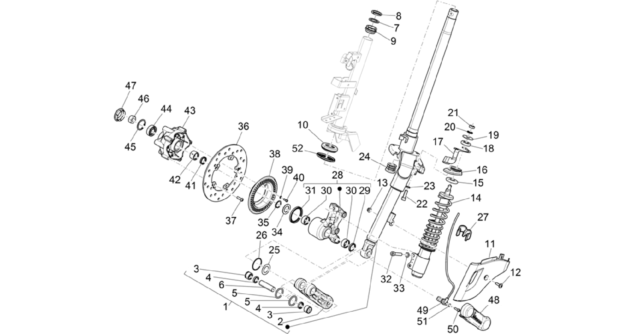 Fork/steering tube - Steering bearing unit