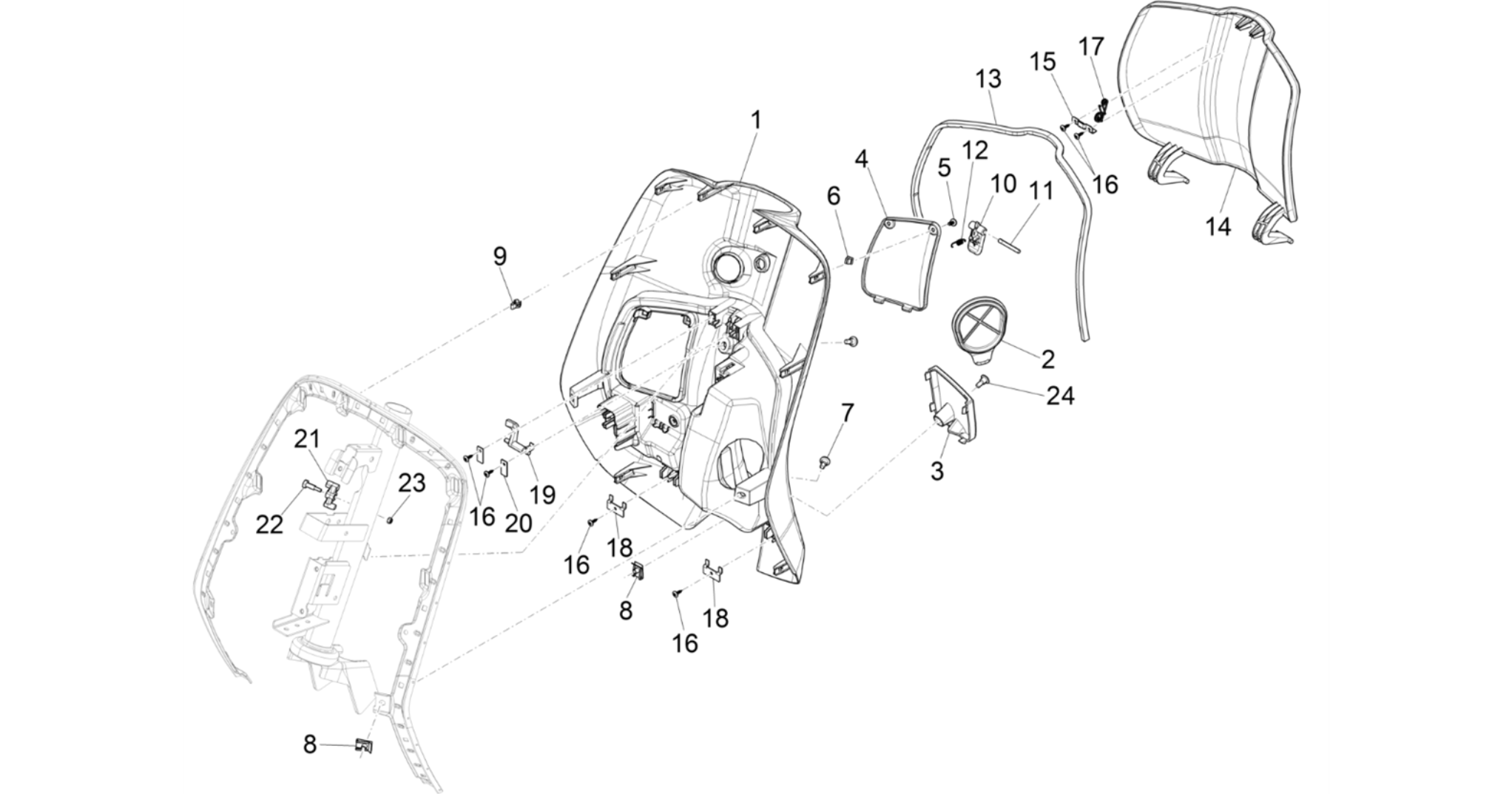 Front glove-box - Knee-guard panel