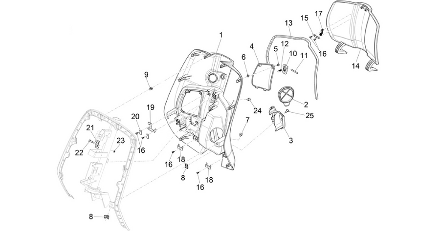 Front glove-box - Knee-guard panel