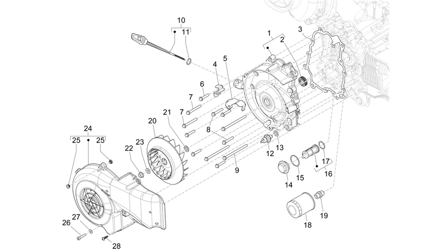 Flywheel magneto cover - Oil filter