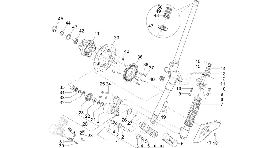 Fork/steering tube - Steering bearing unit