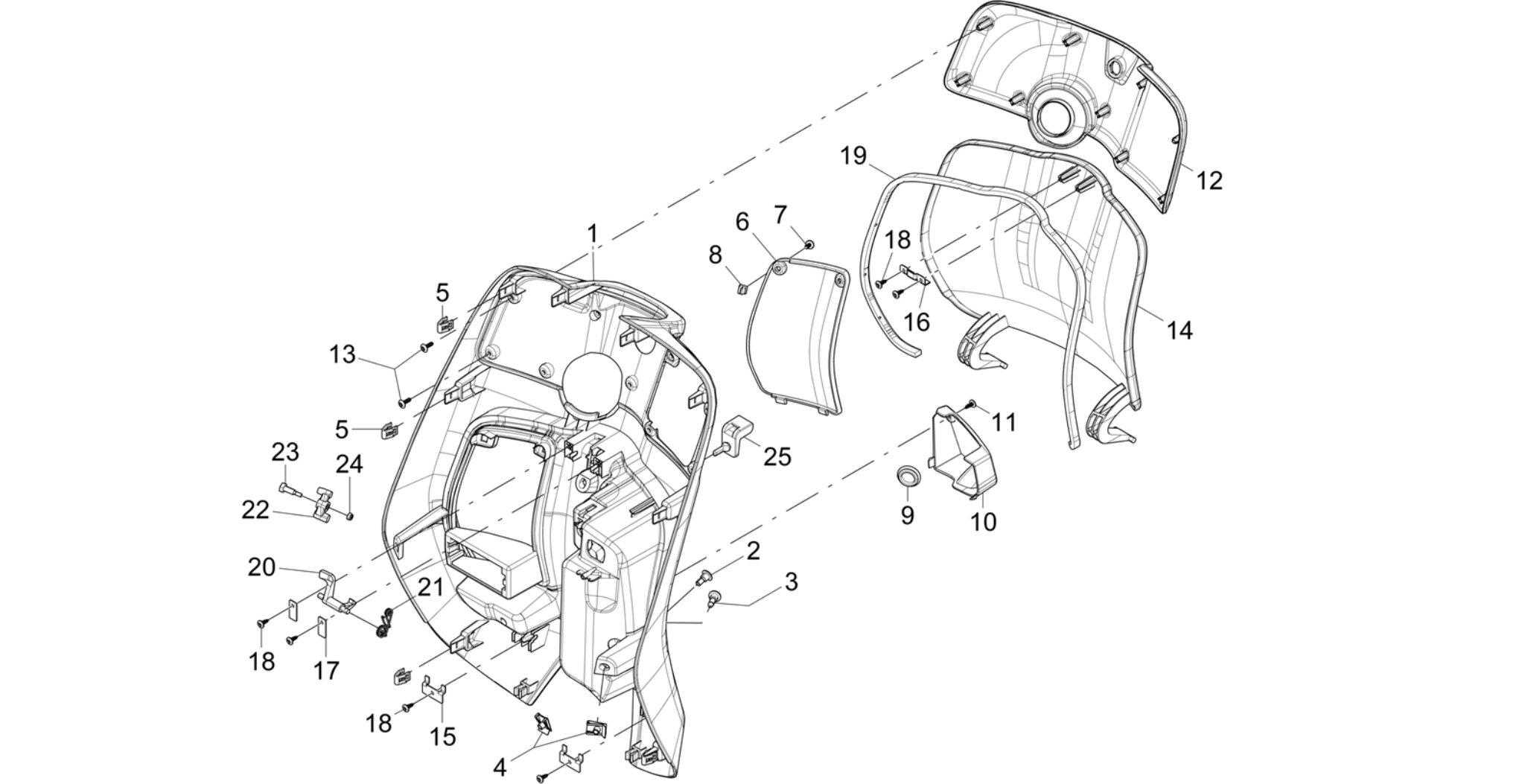Front glove-box - Knee-guard panel