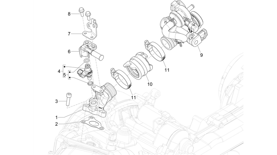 Throttle body - Injector - Induction joint