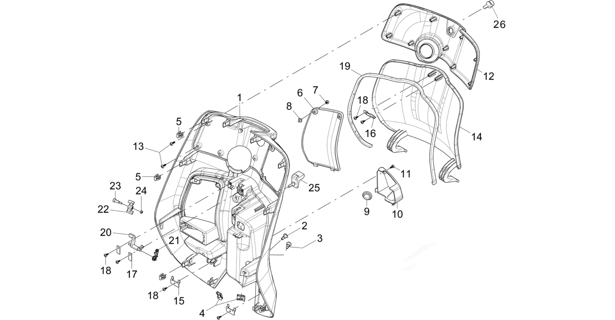 Front glove-box - Knee-guard panel