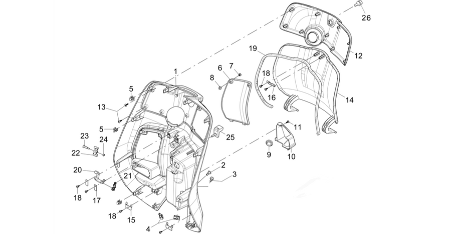 Front glove-box - Knee-guard panel