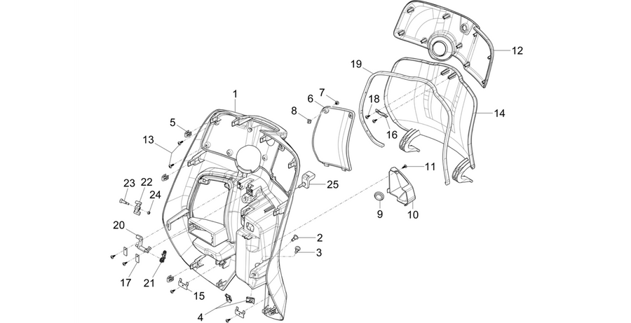 Front glove-box - Knee-guard panel
