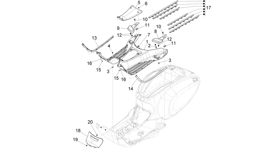 Central cover - Footrests