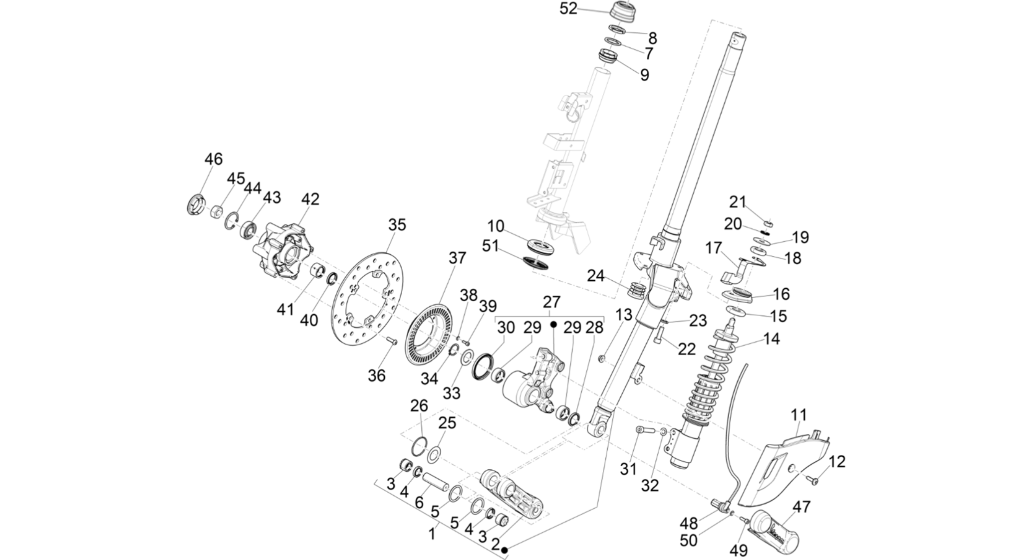 Fork/steering tube - Steering bearing unit