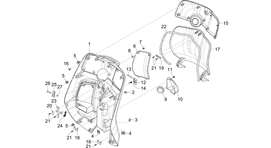 Front glove-box - Knee-guard panel