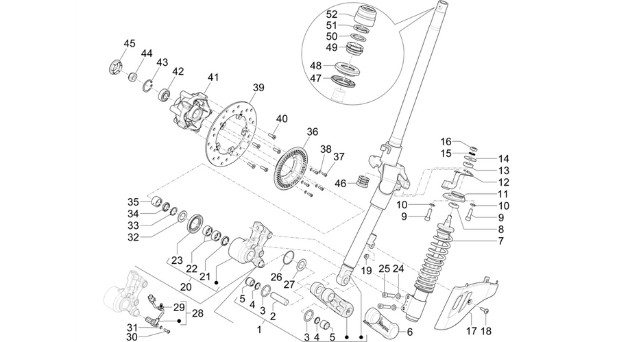 Fork/steering tube - Steering bearing unit