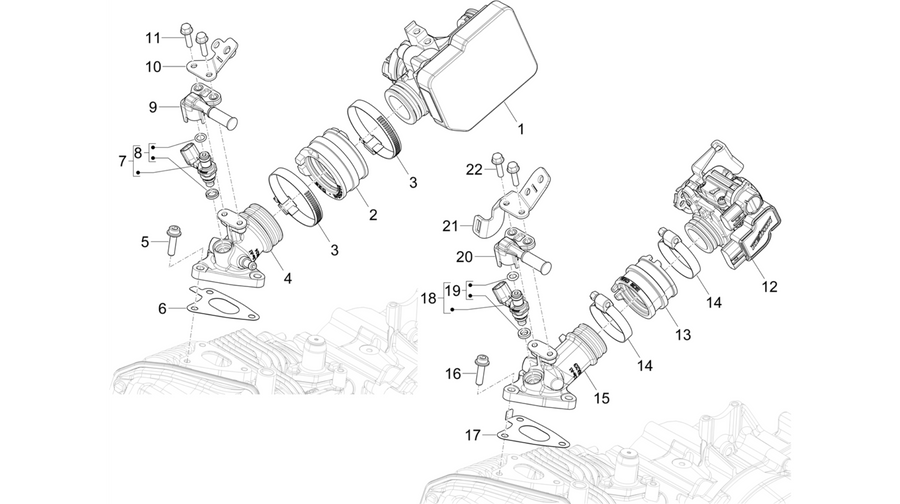 Throttle body - Injector - Induction joint