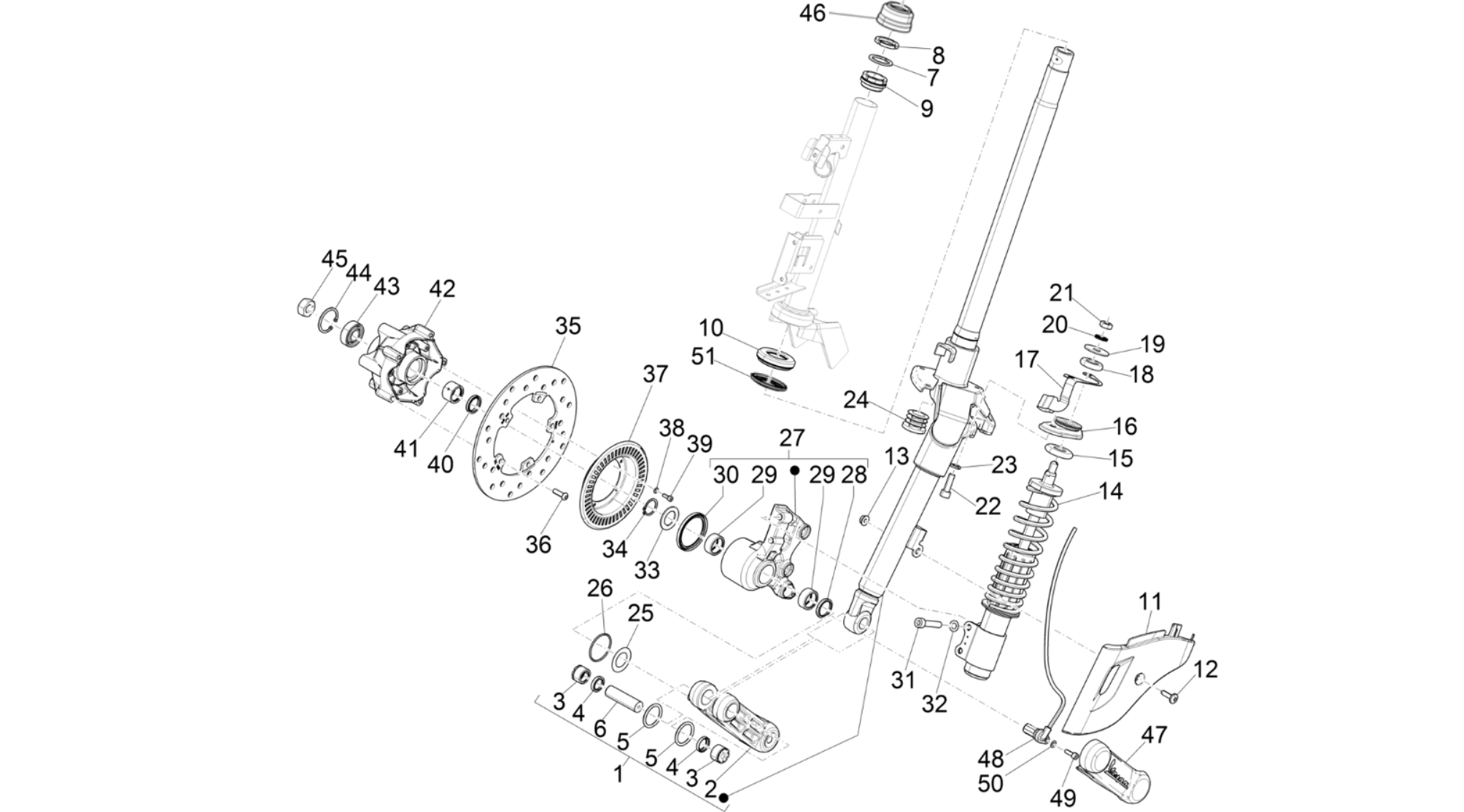 Fork/steering tube - Steering bearing unit
