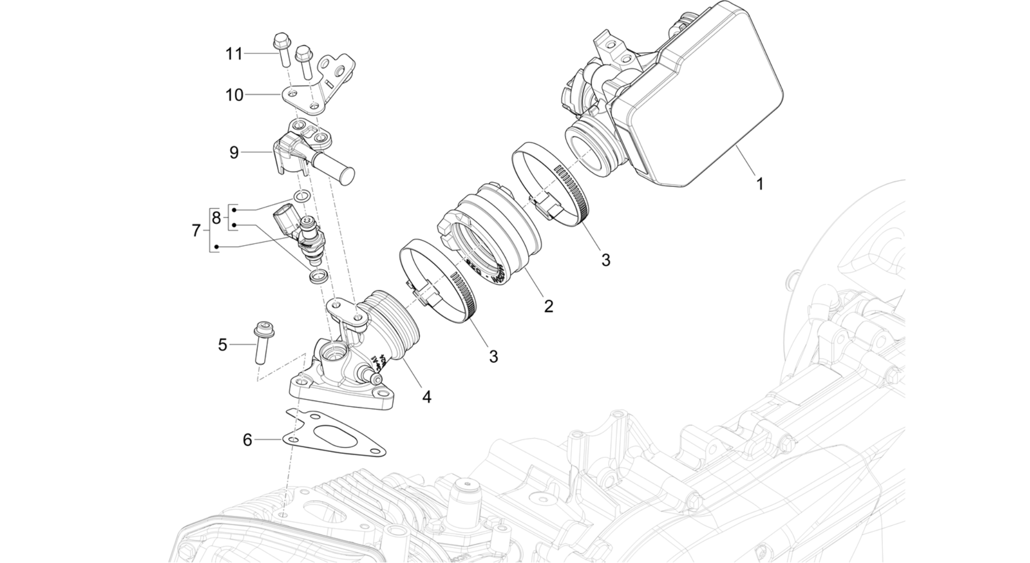 Throttle body - Injector - Induction joint