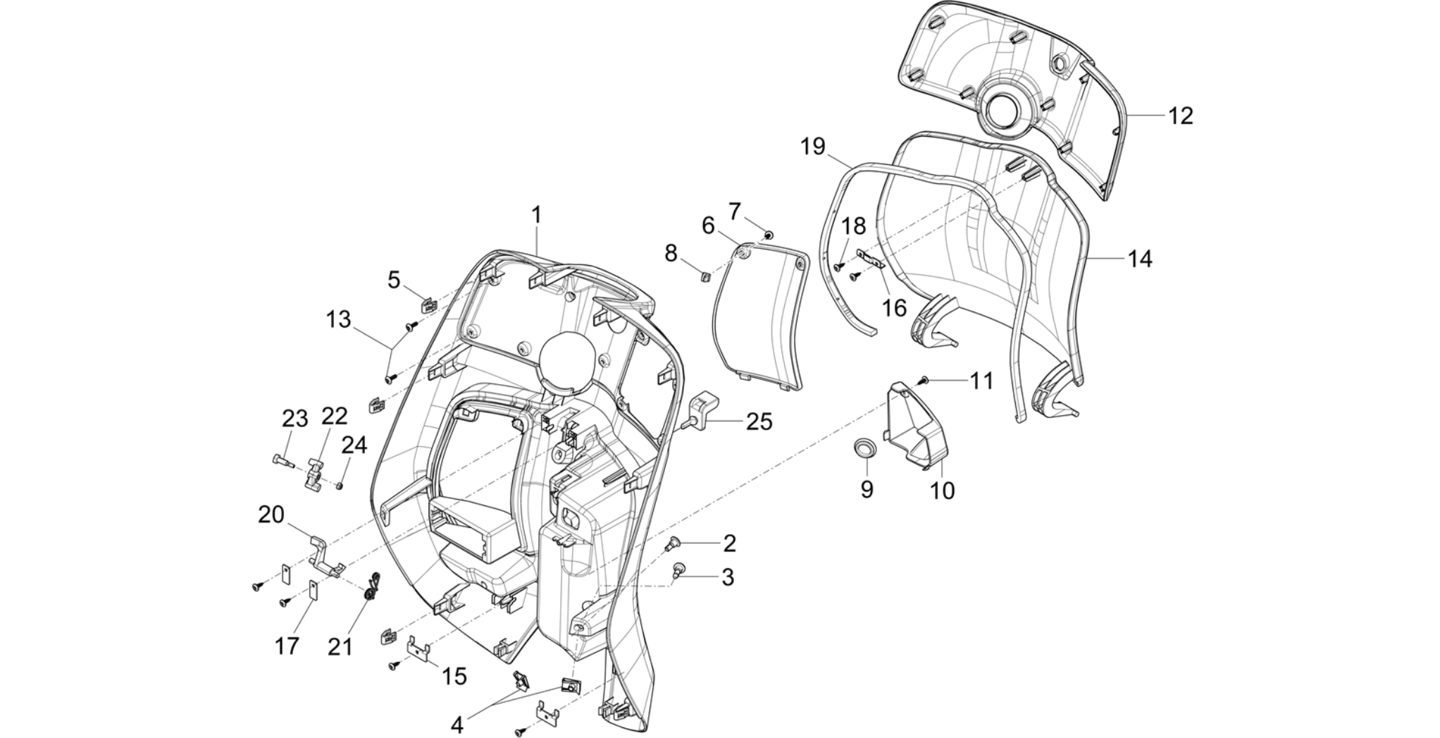 Front glove-box - Knee-guard panel