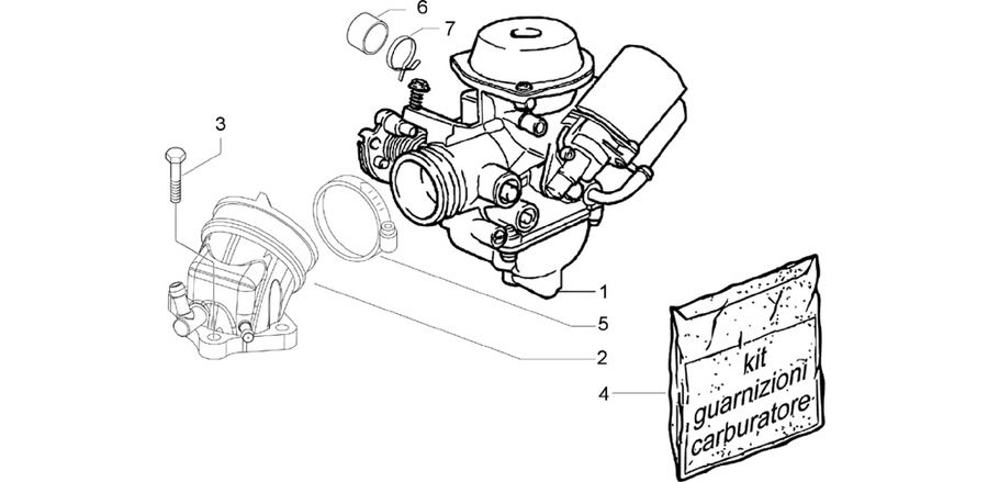 Carburettor, assembly - Union pipe