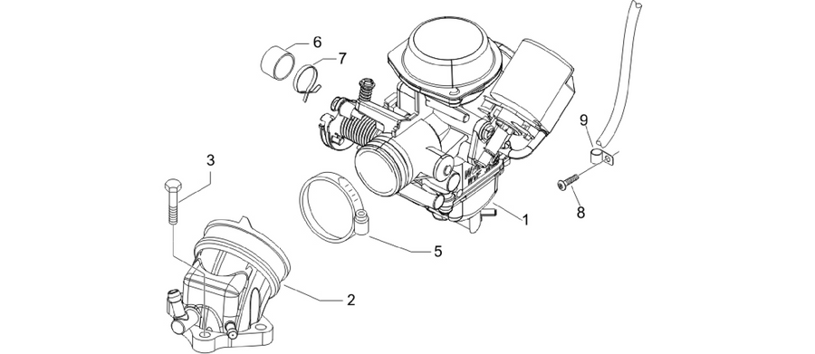 Carburettor, assembly - Union pipe