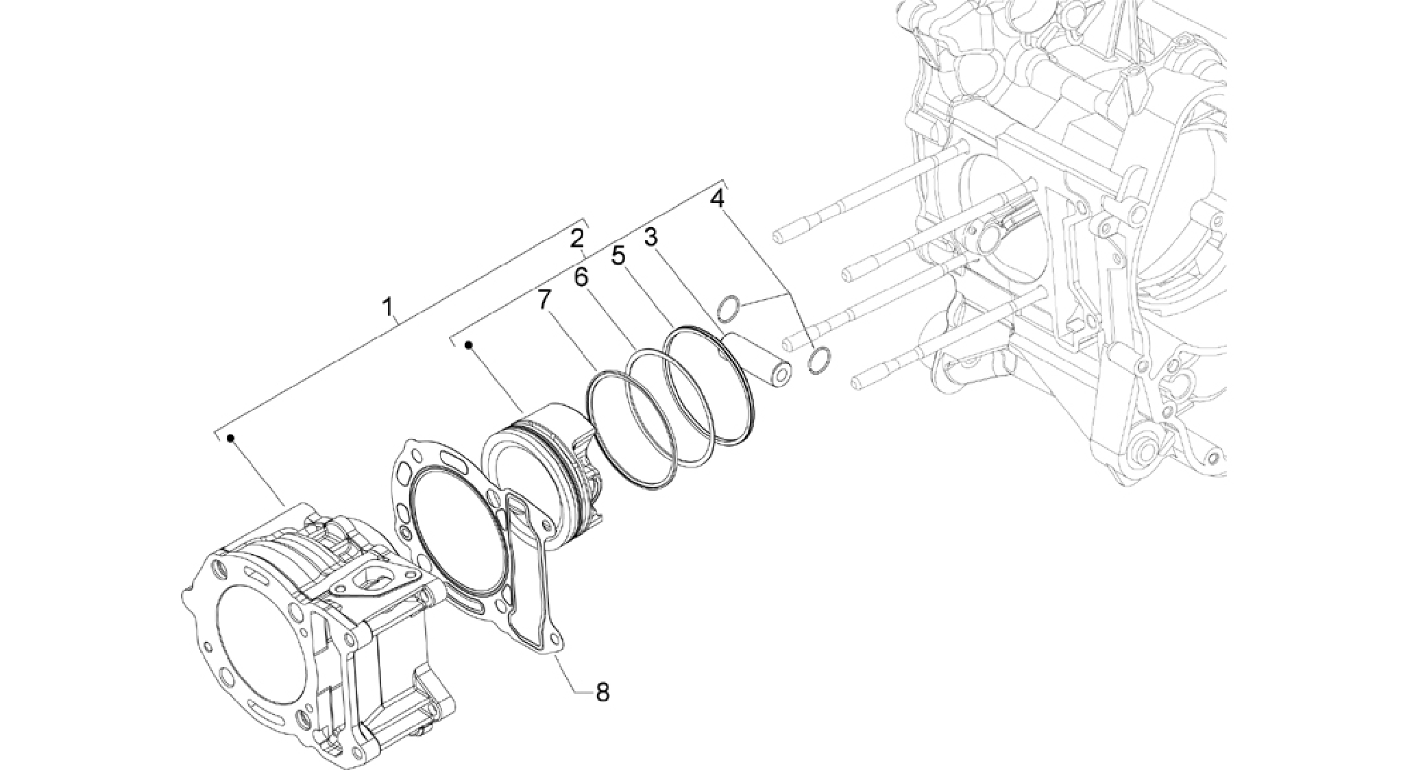 Cylinder-piston-wrist pin unit