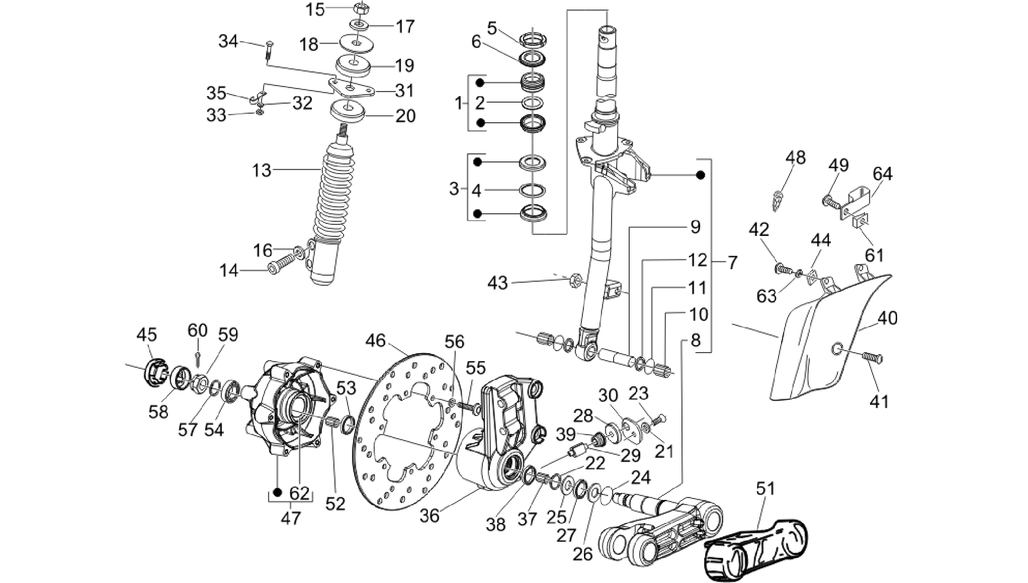 Fork/steering tube - Steering bearing unit