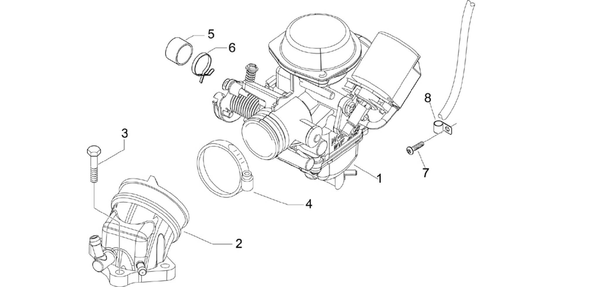 Carburettor, assembly - Union pipe