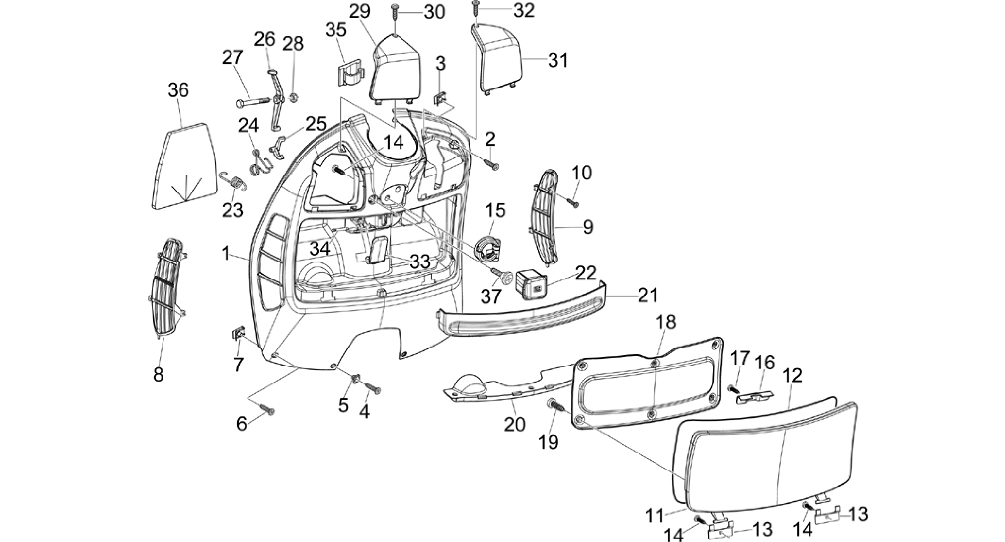 Front glove-box - Knee-guard panel