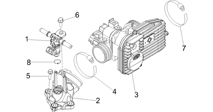 Throttle body - Injector - Induction joint