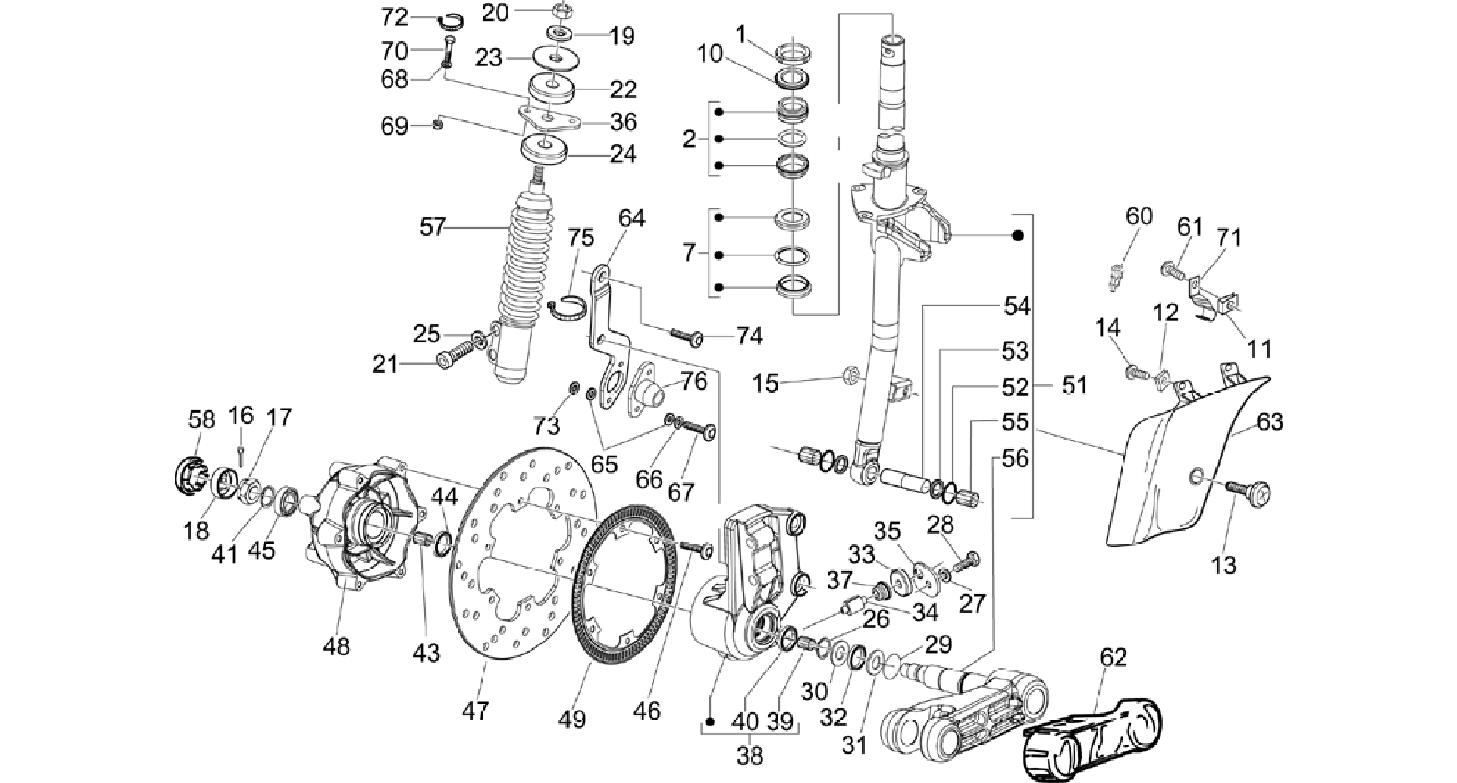 Fork/steering tube - Steering bearing unit