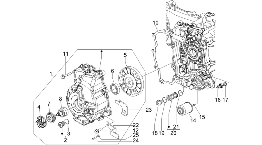 Flywheel magneto cover - Oil filter