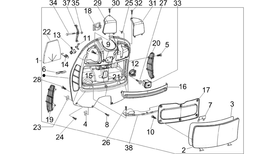 Front glove-box - Knee-guard panel