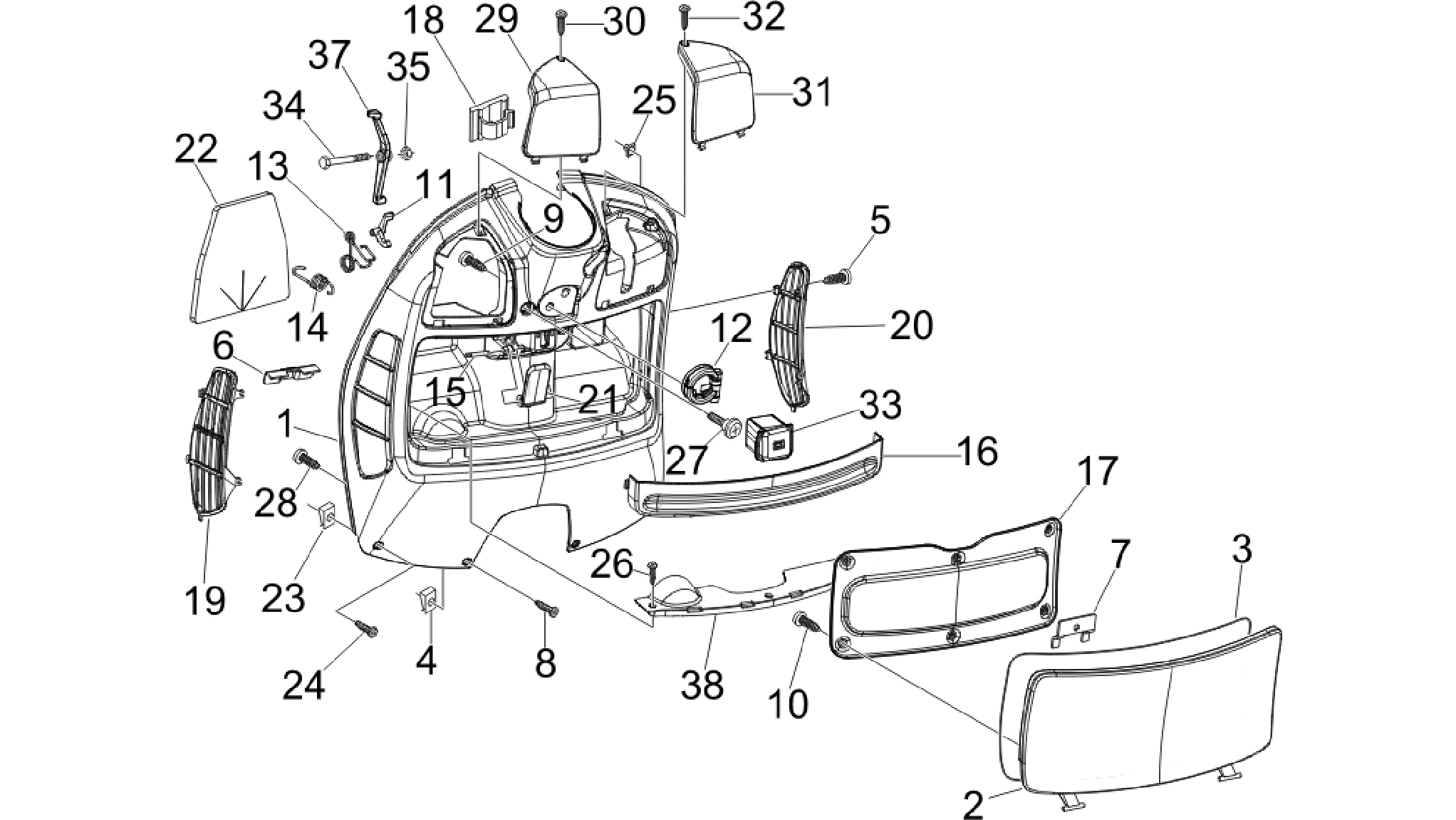 Front glove-box - Knee-guard panel