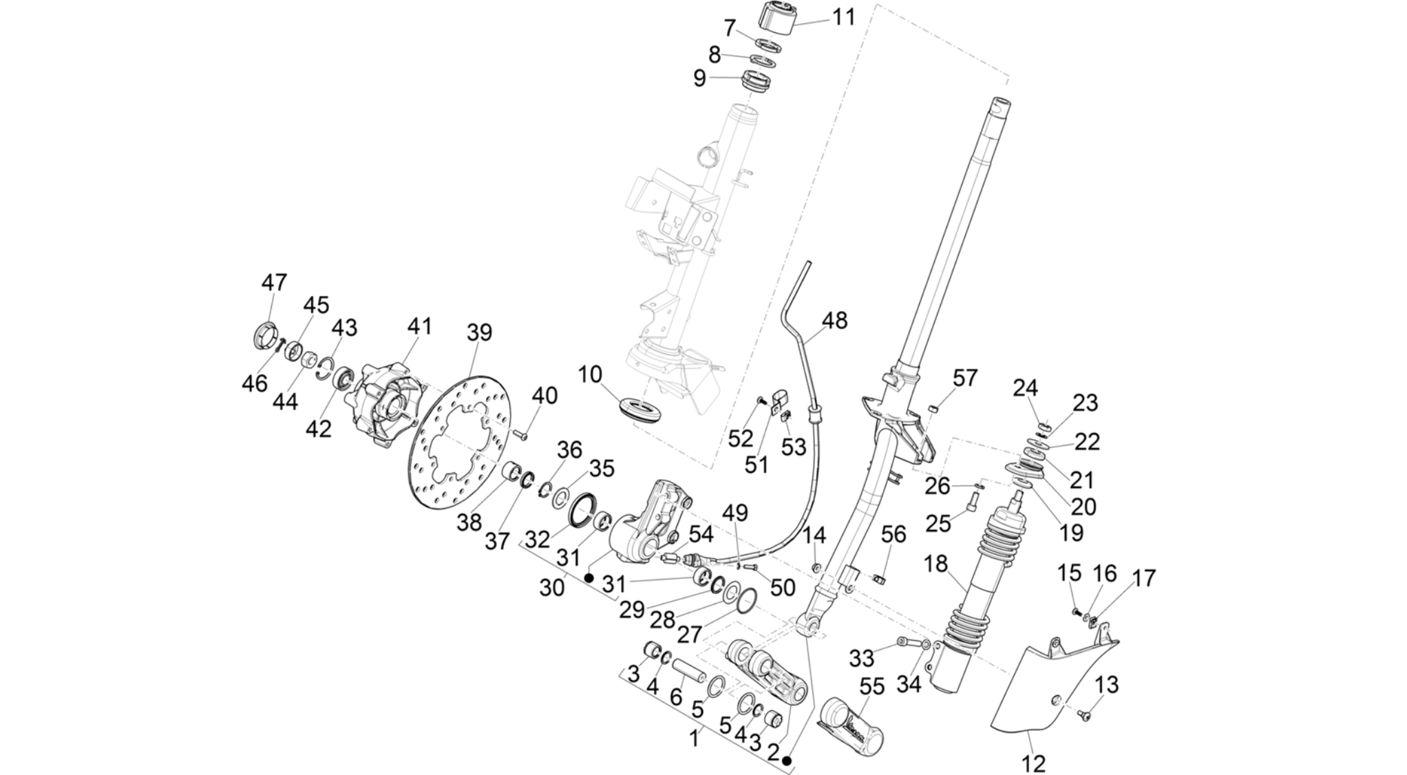 Fork/steering tube - Steering bearing unit