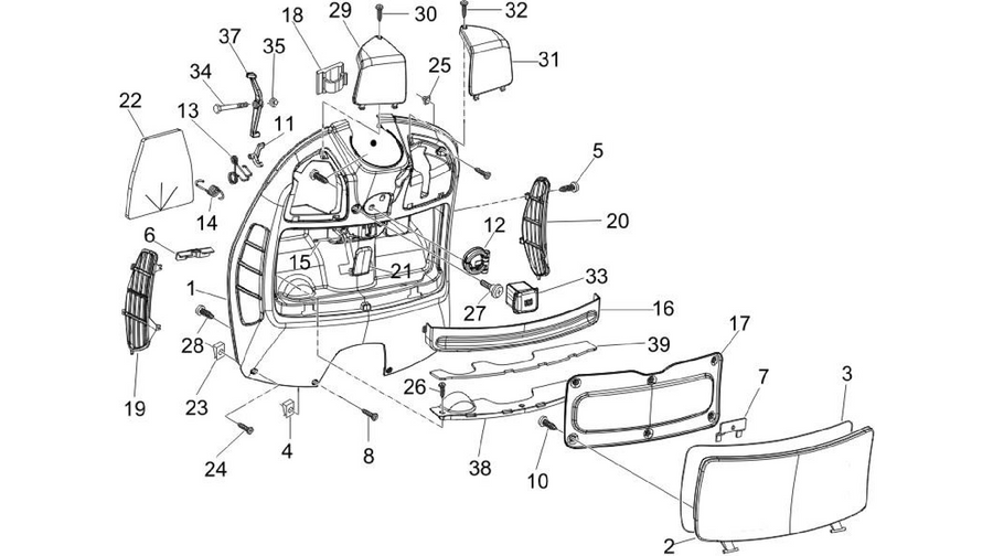 Front glove-box - Knee-guard panel