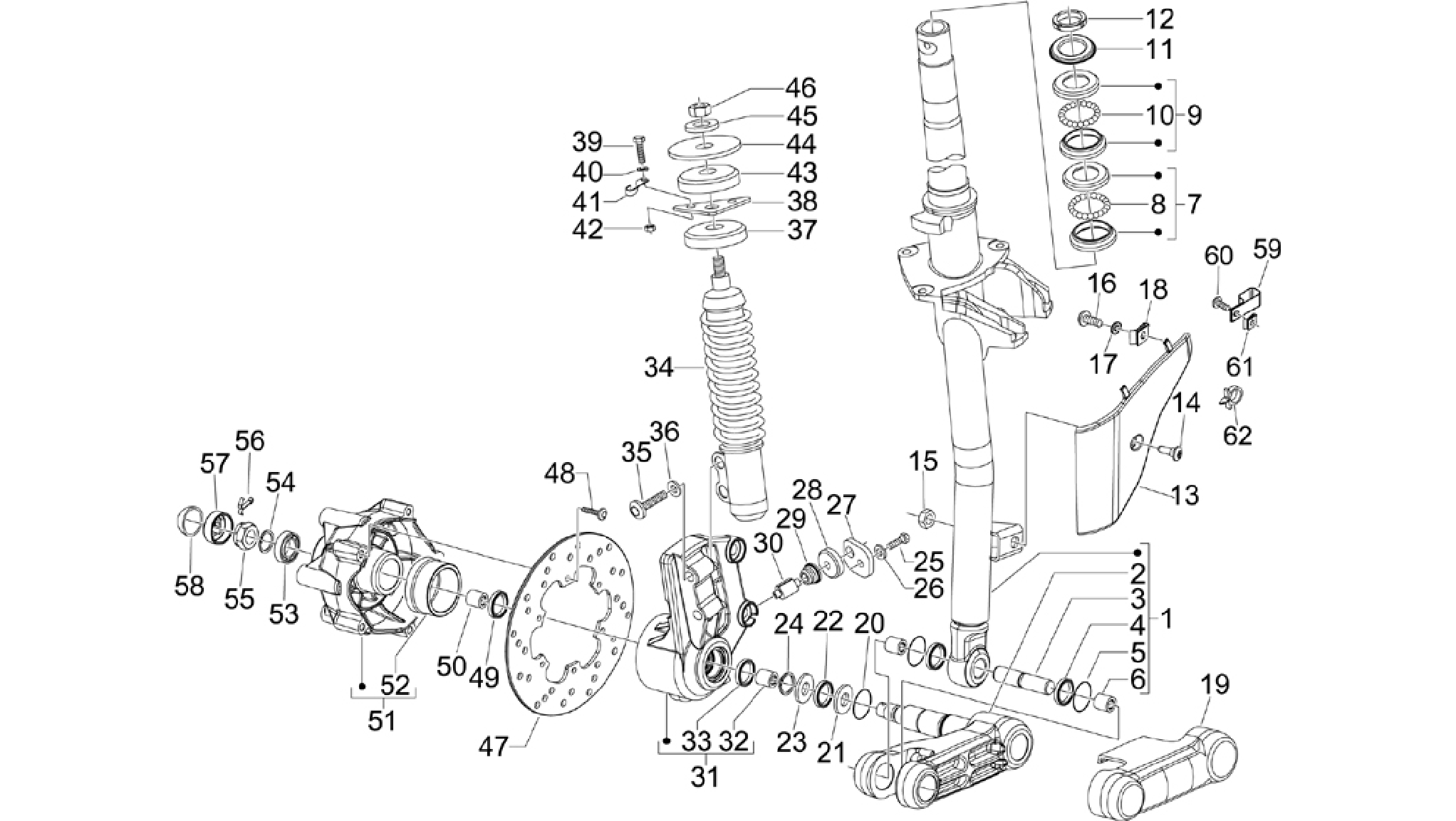 Fork/steering tube - Steering bearing unit