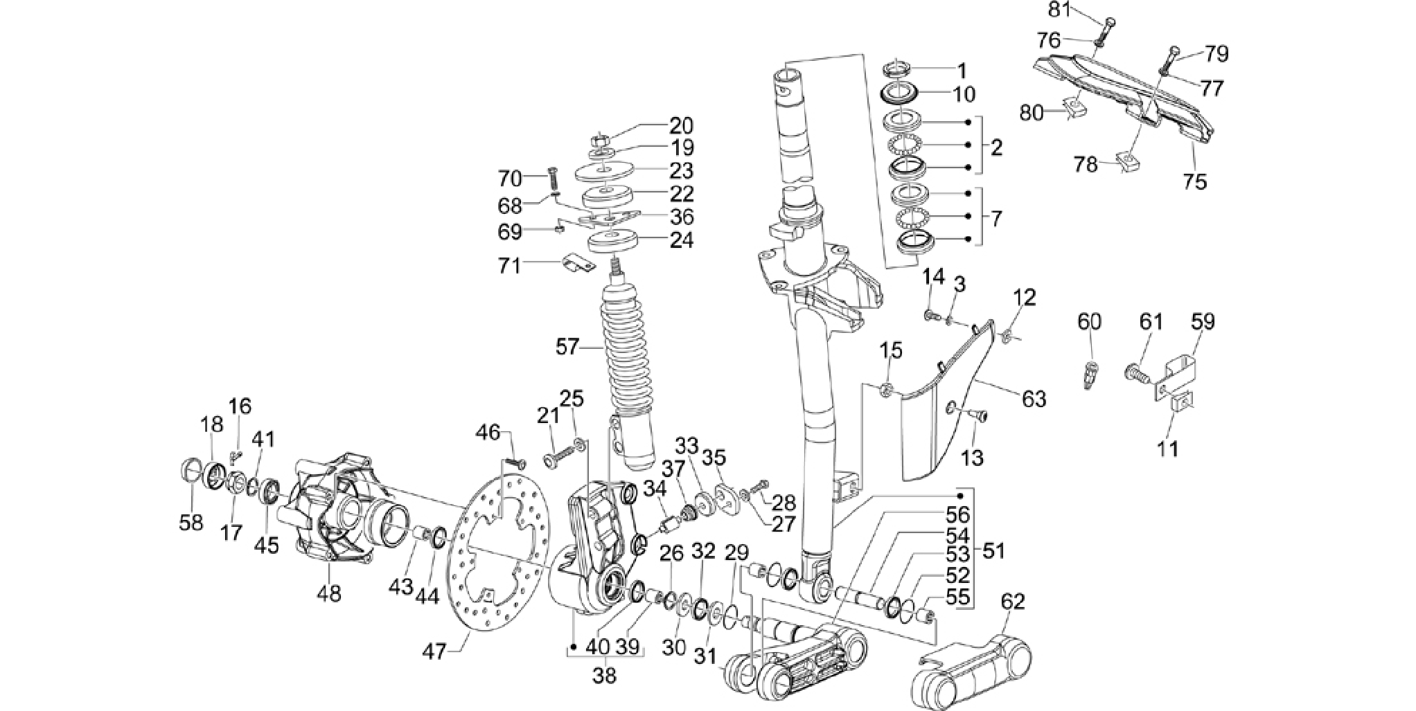Fork/steering tube - Steering bearing unit