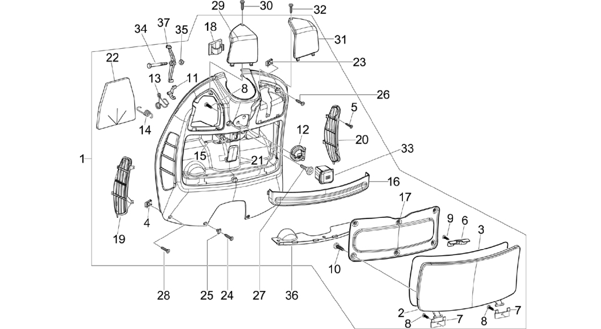 Front glove-box - Knee-guard panel