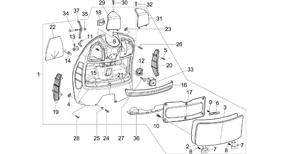Front glove-box - Knee-guard panel