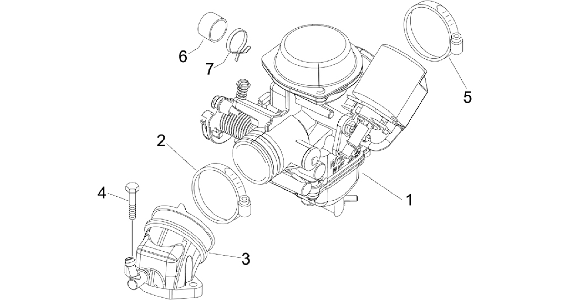 Carburettor, assembly - Union pipe