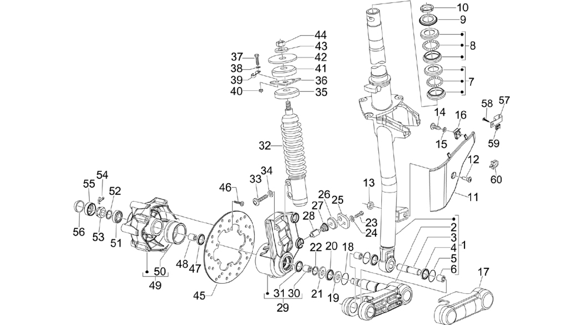 Fork/steering tube - Steering bearing unit