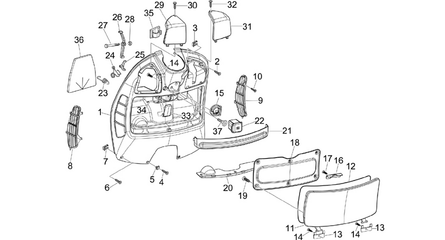 Front glove-box - Knee-guard panel